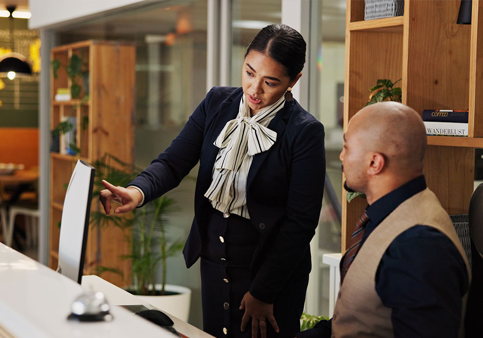 Hospitality employees at a hotel.